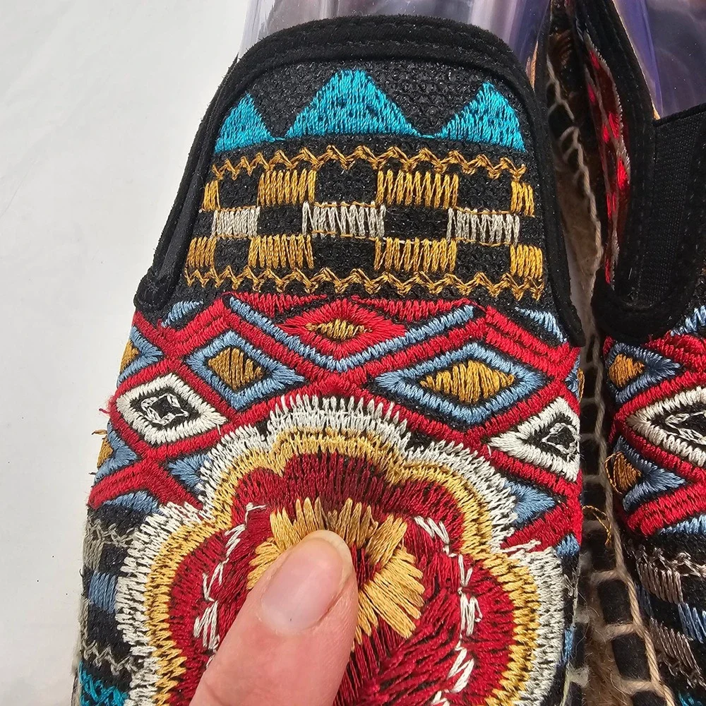 Johnny Was Aldorna Espadrille Slip On Shoes‎ 37/6.5 Boho Tribal Embroidery Spain